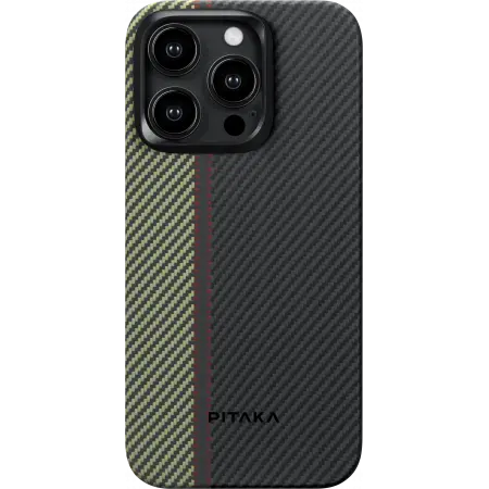 Чехол Pitaka Fusion Weaving MagEZ Case 4 для iPhone 15 Pro Max, зеленый/серый