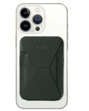 Бумажник из экокожи с подставкой и поддержкой MagSafe MOFT Snap-on Phone Stand & Wallet, темно-зеленый