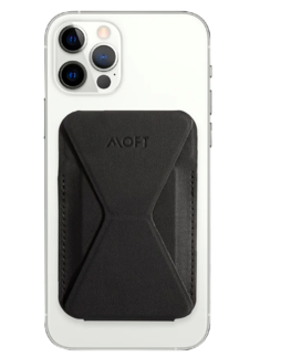 Бумажник из экокожи с подставкой и поддержкой MagSafe MOFT Snap-on Phone Stand & Wallet, черный
