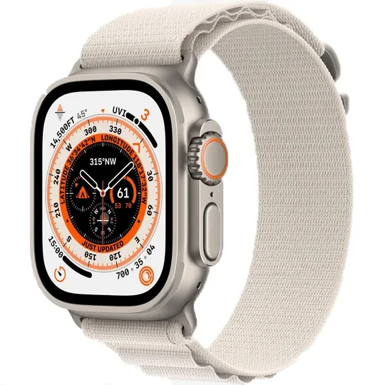Apple Watch Ultra 49 мм, ремешок Alpine цвета «сияющая звезда», размер M