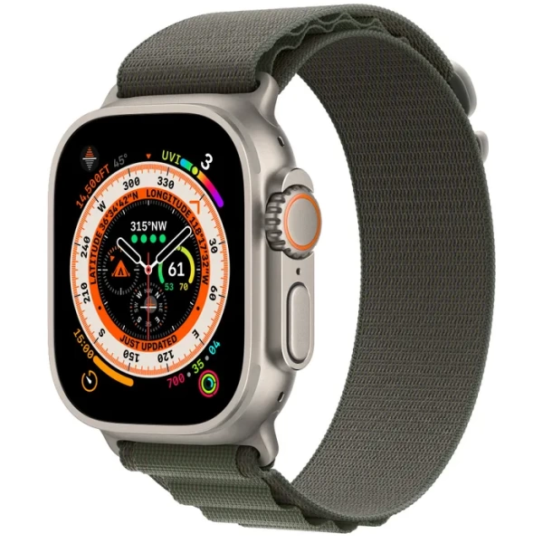 Apple Watch Ultra 49 мм, ремешок Alpine зеленого цвета, размер M