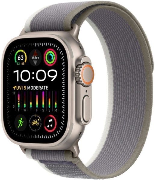 Apple Watch Ultra 2 49 мм, ремешок Trail зеленого/серого цвета, размер M/L