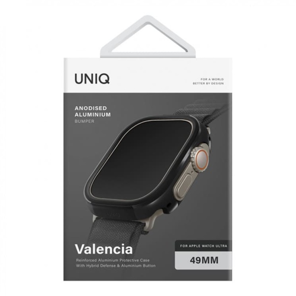 Чехол Uniq Valencia aluminium для Apple Watch Ultra 49 мм, черный