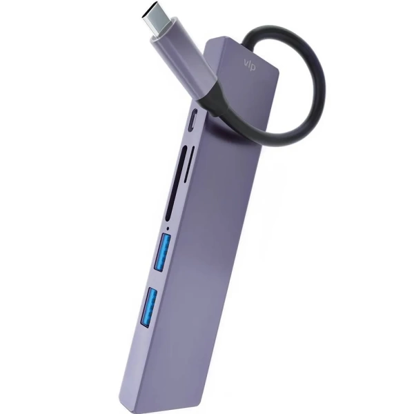 Адаптер USB-C Multiport Hub 6 в 1 "vlp", графитовый
