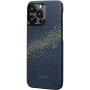 Чехол Pitaka Fusion Weaving MagEZ Case 4 для iPhone 15 Pro Max, синий/серый