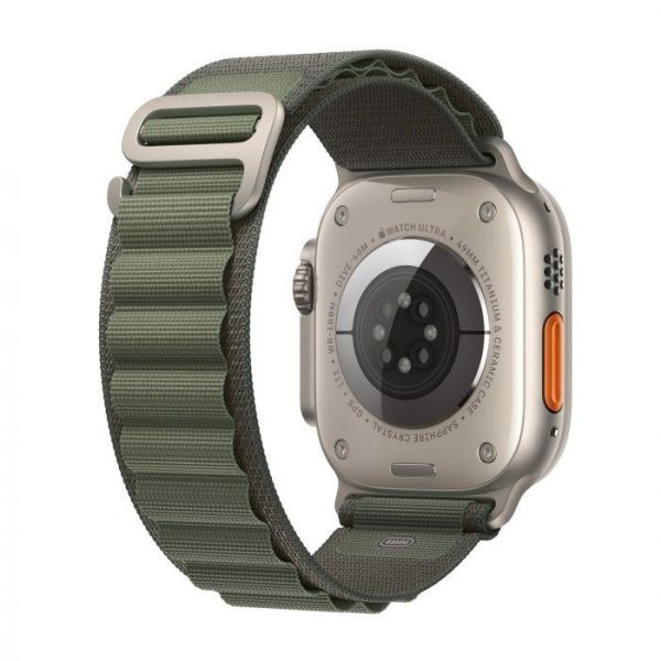 Apple Watch Ultra 49 мм, ремешок Alpine зеленого цвета, размер M
