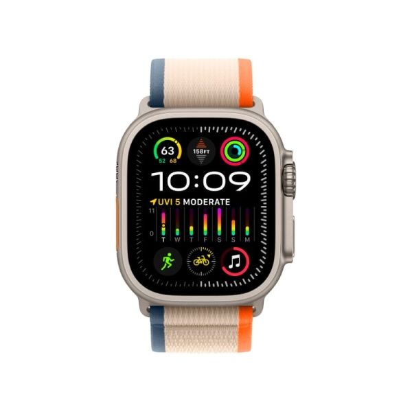 Apple Watch Ultra 2 49 мм, ремешок Trail оранжевого/бежевого цвета, размер M/L