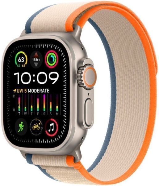 Apple Watch Ultra 2 49 мм, ремешок Trail оранжевого/бежевого цвета, размер M/L