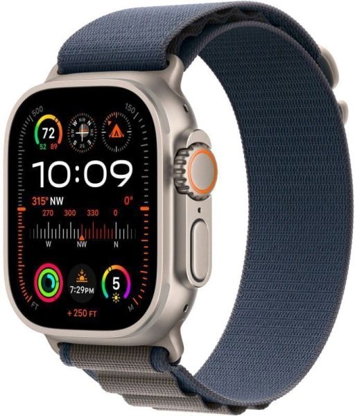 Apple Watch Ultra 2 49 мм, ремешок Alpine синего цвета, размер M