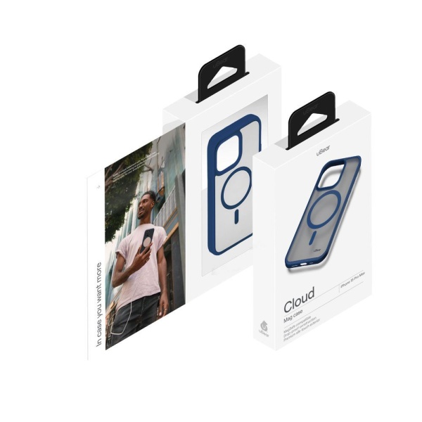 Чехол защитный uBear Cloud Mag Case, iPhone 15 Pro, MagSafe, синий