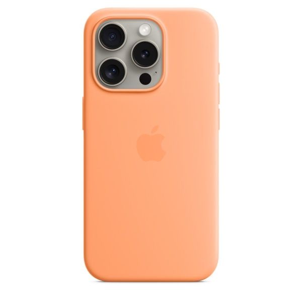 Чехол силиконовый MagSafe iPhone 15 Pro, оранжевый